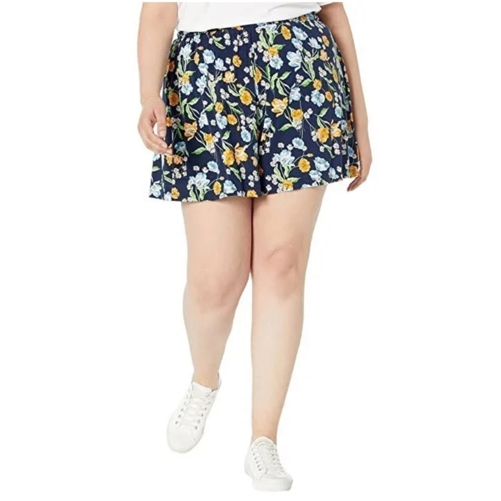 NEW Draper James Pull On Shorts Size 2X Spring Blooms Navy Viscose Stretch Soft